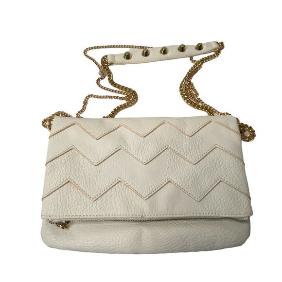 BCB Generation White Clutch Handbag Chevon Weave - Picture 1 of 12
